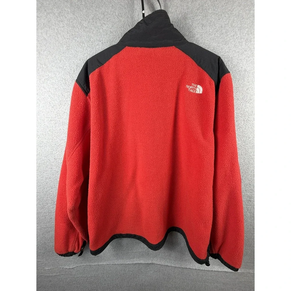 The North Face Jacket Mens Medium Red Black Fleece Full Zip Polartec USA Outdoor